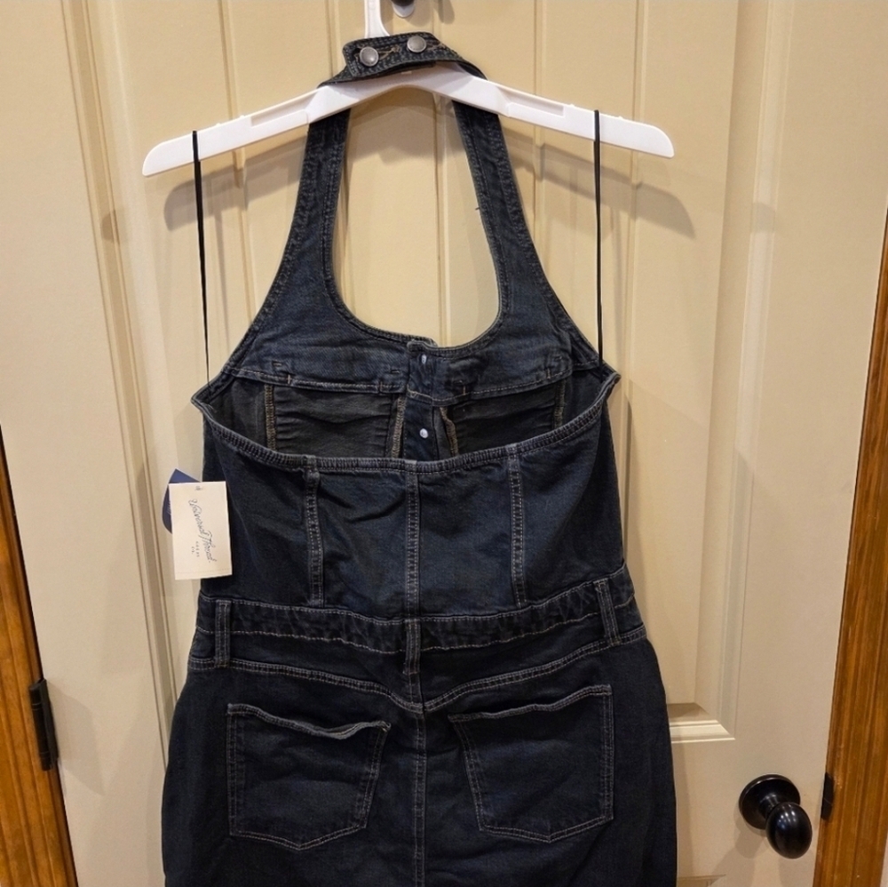 Denim Halter Midi Dress - Dark Wash - Women's Size 12 - New Streetwear Western - Picture 9 of 15